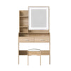 OZ LED Dressing Table Set with Mirror & Stool – Wood Finish