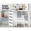 Coastal Corner Dressing Table Set with Mirror & Stool – White Melamine Finish