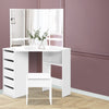 Coastal Corner Dressing Table Set with Mirror & Stool – White Melamine Finish
