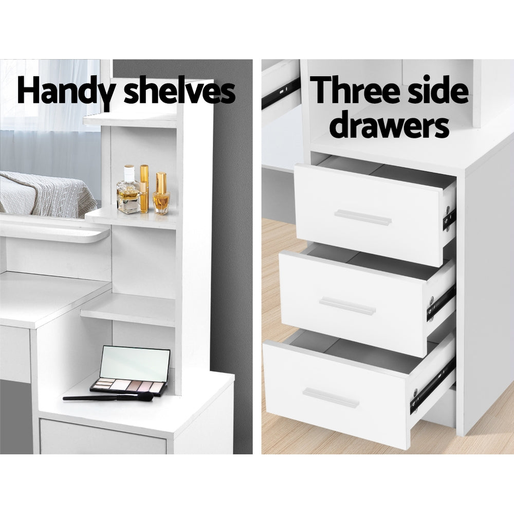 Coogee Deluxe Dressing Table Set with Mirror & Stool – White Melamine