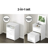 Bane 2-in-1 Bedside Dressing Table Set with Hidden Mirror & Stool – White Finish