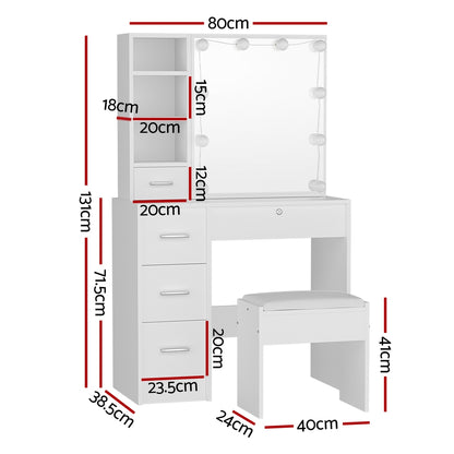 Byron Hollywood LED Dressing Table Set with Mirror & Stool