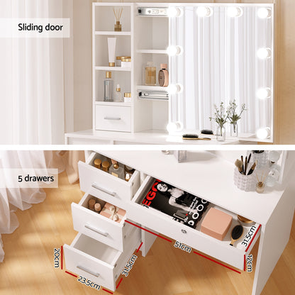 Byron Hollywood LED Dressing Table Set with Mirror & Stool