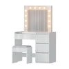 Manly Hollywood LED Dressing Table Set with Mirror & Stool – White Finish