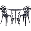 Gardeon 3PC Outdoor Setting Bistro Set Chairs Table Cast Aluminum Rose Black