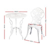Gardeon 3PC Outdoor Setting Bistro Set Chairs Table Cast Aluminum Patio Furniture Rose White