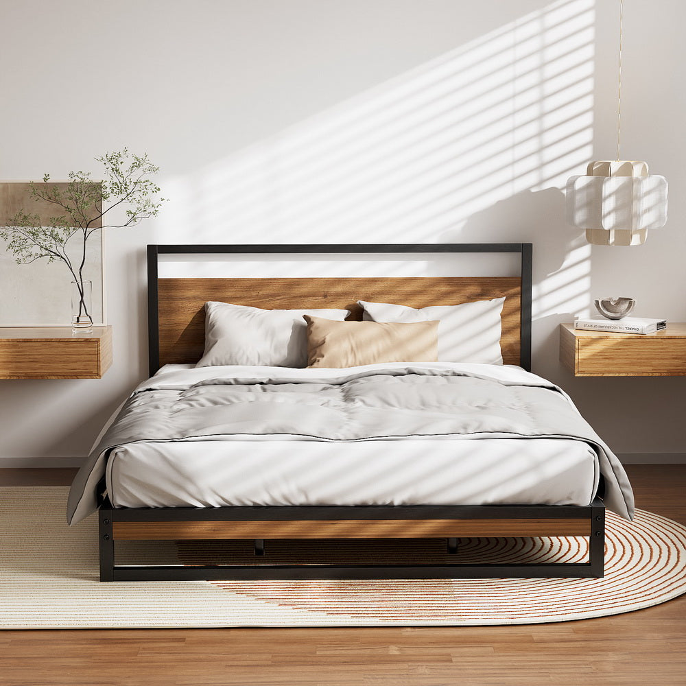 Dane King Metal & Wood Bed Frame – Black