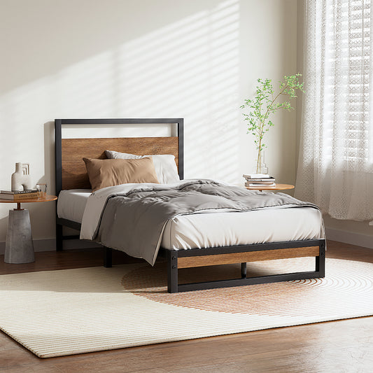 Dane Single Metal & Wood Bed Frame – Black