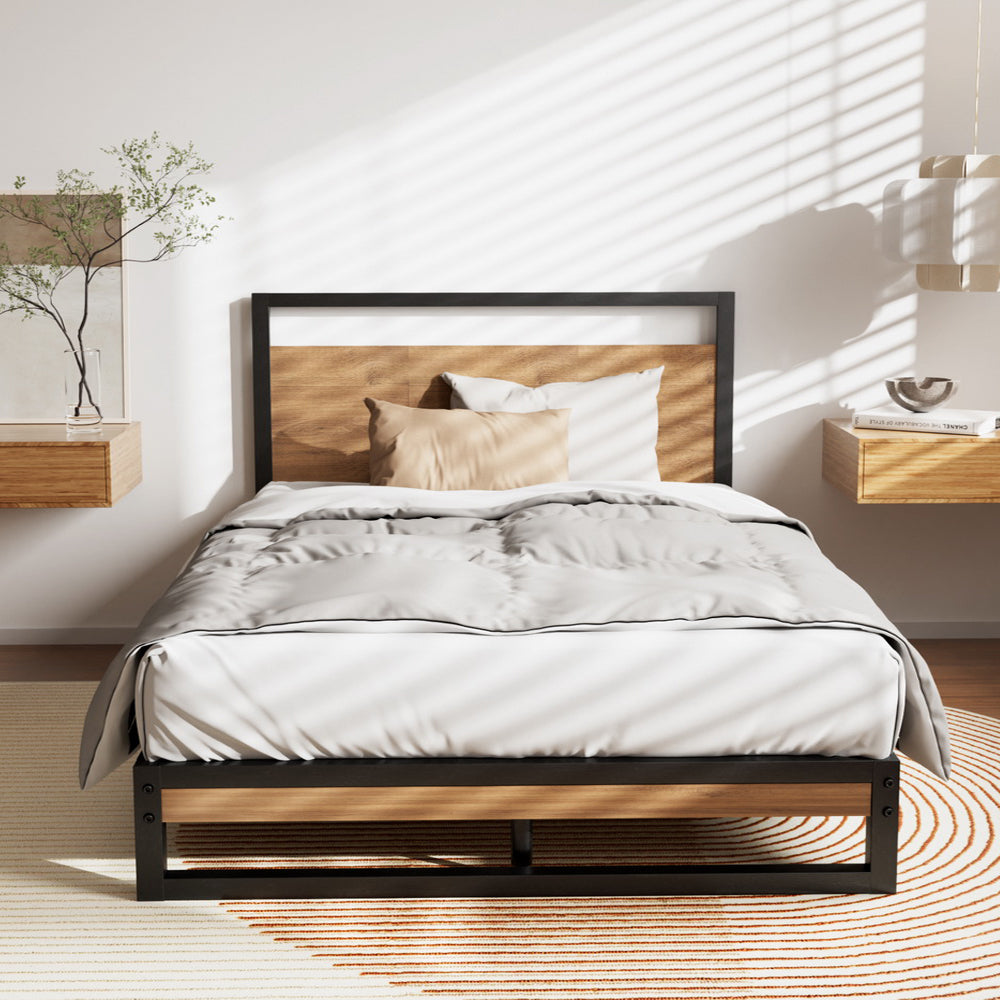 Dane Single Metal & Wood Bed Frame – Black