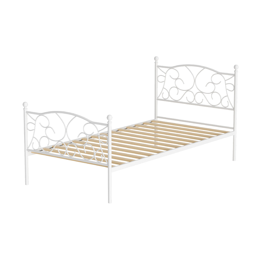 GROA Single Metal Bed Frame – White