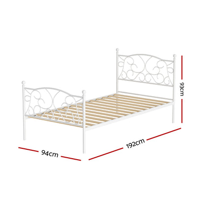 GROA Single Metal Bed Frame – White