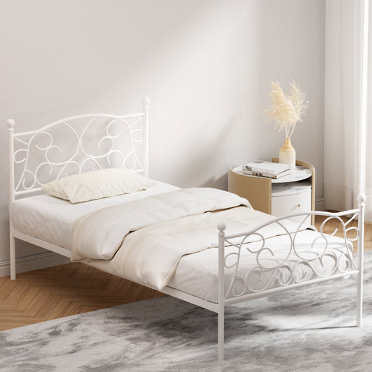GROA Single Metal Bed Frame – White