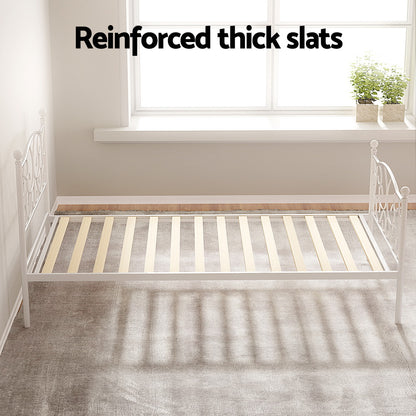 GROA Single Metal Bed Frame – White