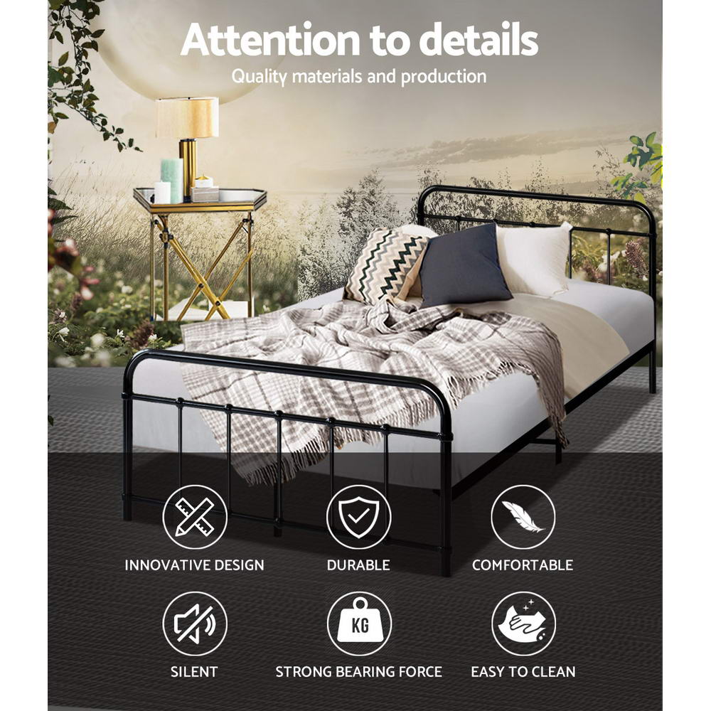 Harley King Single Metal Bed Frame – Black