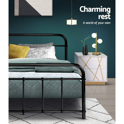 Harley King Single Metal Bed Frame – Black