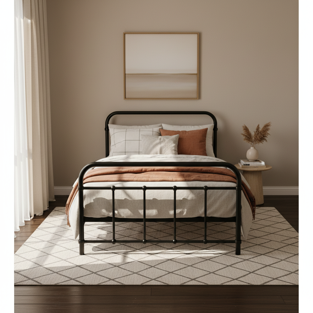 Leo Single Metal Bed Frame – Black
