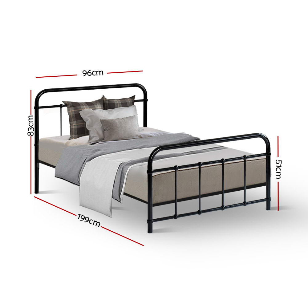 Leo Single Metal Bed Frame – Black
