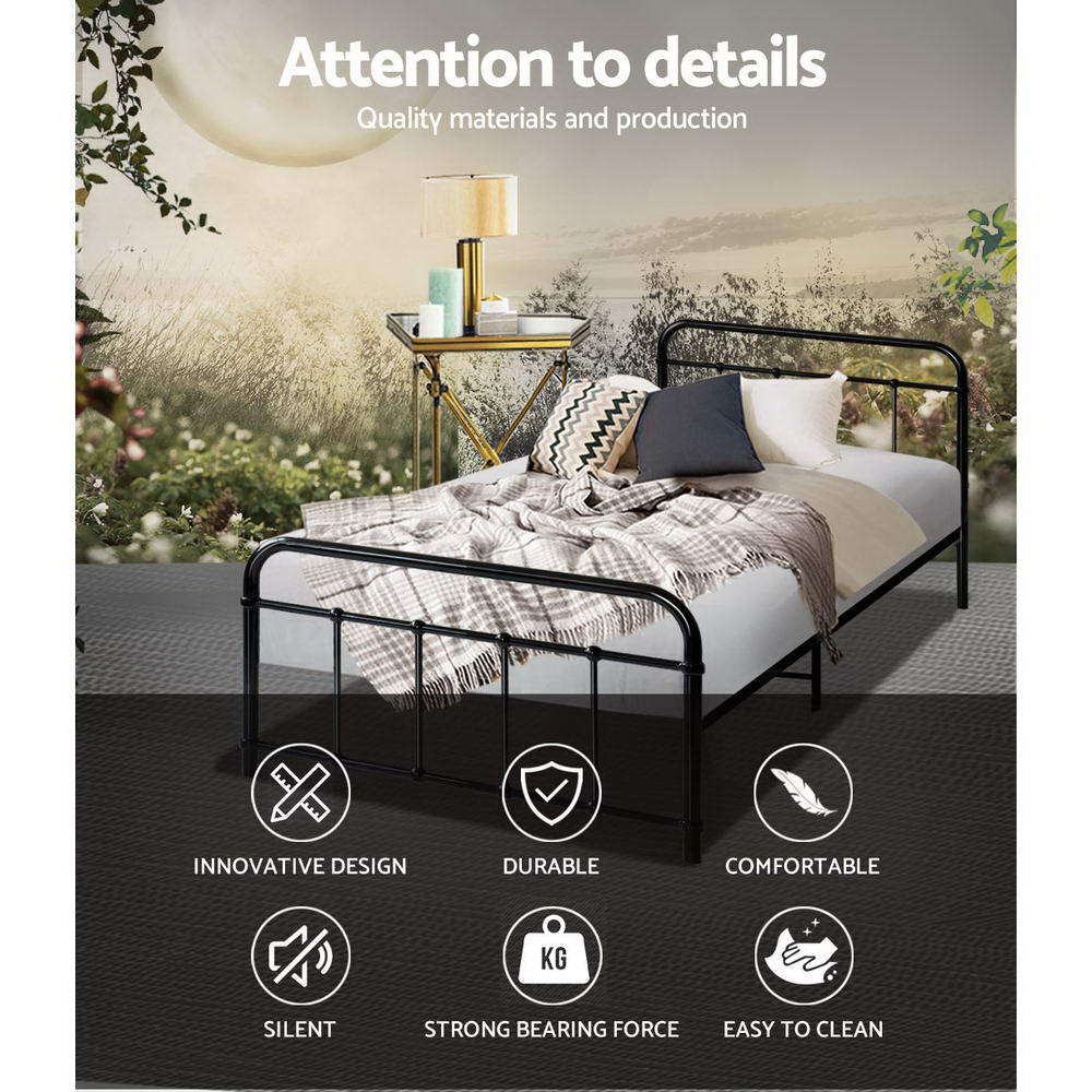 Leo Single Metal Bed Frame – Black