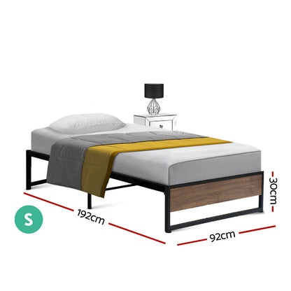 Ola Single Metal & Wood Bed Frame – Black