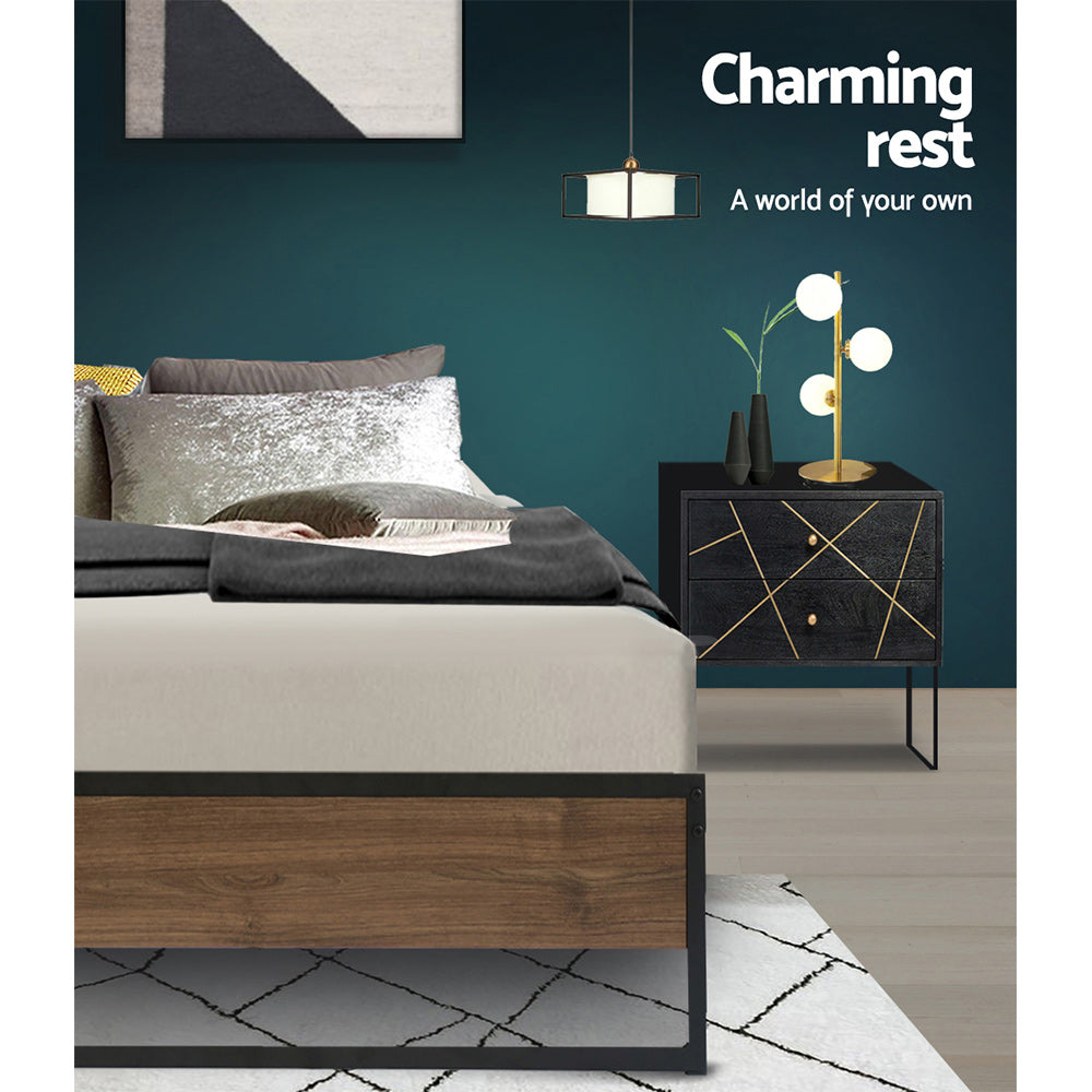 Ola Single Metal & Wood Bed Frame – Black