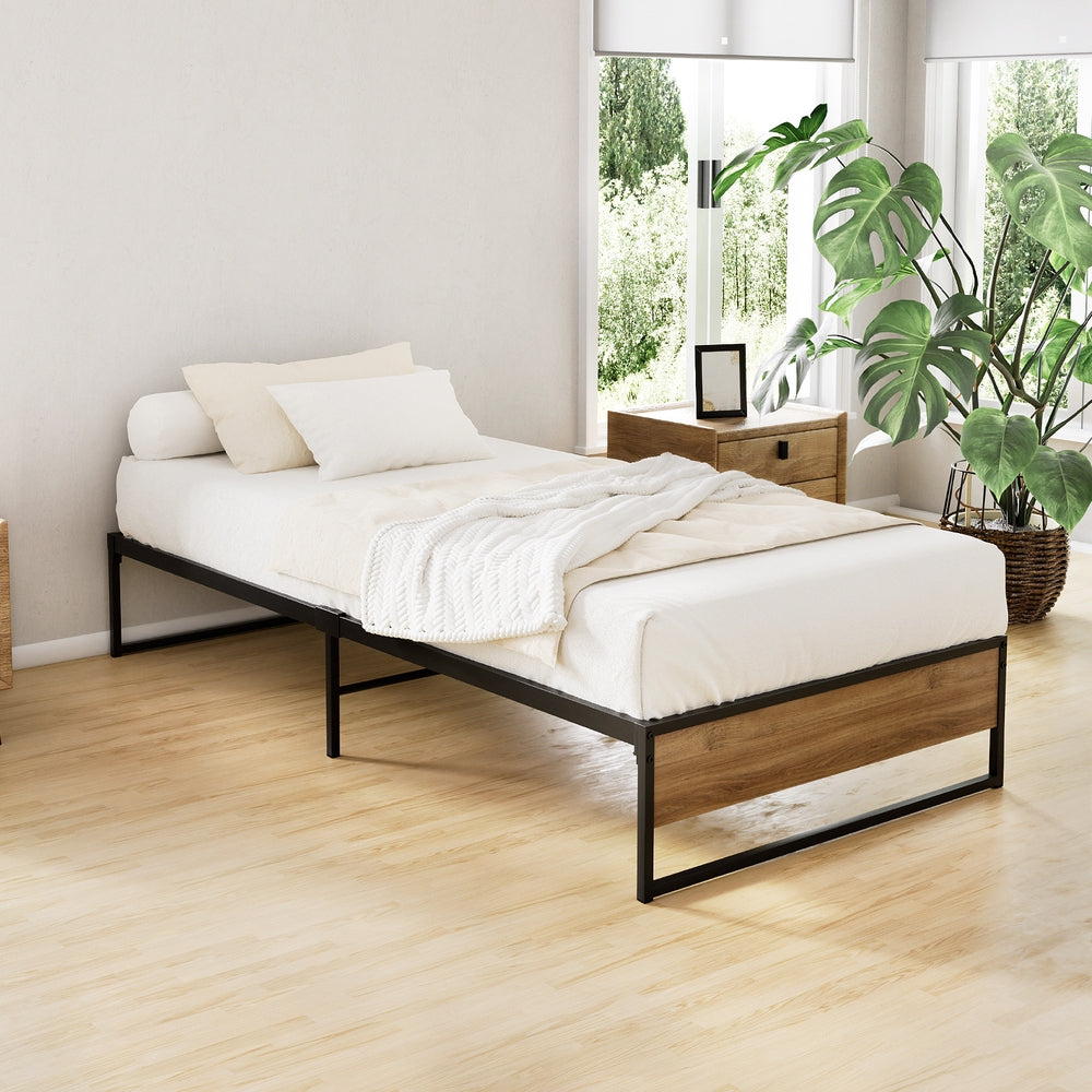 Ola Single Metal & Wood Bed Frame – Black