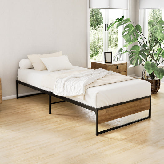 Ola Single Metal & Wood Bed Frame – Black