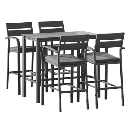 5PC Outdoor Bar Set - Black