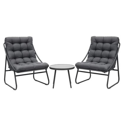 Gardeon 3PC Outdoor Bistro Set Patio Furniture Table and Chairs Steel Dining Chair