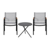 Gardeon 3PC Outdoor Bistro Set Table and Chairs Steel Dining Chair Patio Furniture Textilene