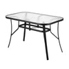 Gardeon Outdoor Dining Table 120x74x70cm – Black Steel &amp; Tempered Glass
