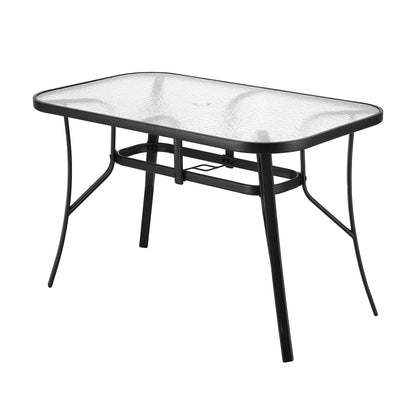 Gardeon Outdoor Dining Table 120x74x70cm – Black Steel &amp; Tempered Glass