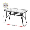 Gardeon Outdoor Dining Table 120x74x70cm – Black Steel &amp; Tempered Glass