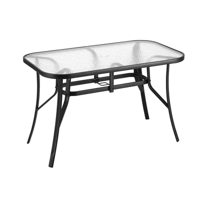 Gardeon Outdoor Dining Table 120x74x70cm – Black Steel &amp; Tempered Glass