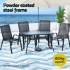 Gardeon Outdoor Dining Table 120x74x70cm – Black Steel &amp; Tempered Glass