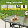 Gardeon Outdoor Dining Table 120x74x70cm – Black Steel &amp; Tempered Glass