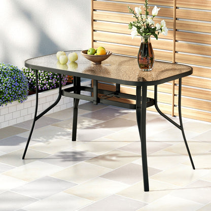 Gardeon Outdoor Dining Table 120x74x70cm – Black Steel &amp; Tempered Glass