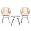 Gardeon 3PC Outdoor Furniture Bistro Set Lounge Setting Table Chairs Cushion Patio Grey