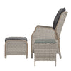 Gardeon 5PC Recliner Chairs Table Sun lounge Wicker Outdoor Furniture Adjustable Grey