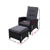 Gardeon 2PC Recliner Chairs Sun lounge Wicker Lounger Outdoor Furniture Adjustable Black