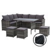 9-Seater Wicker Outdoor Sofa Dining Set - Grey