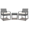 Gardeon 3PC Patio Furniture Bistro Set Wicker Outdoor Lounge Setting Grey