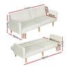 Artiss Sofa Bed Convertible Lounge 3 Seater Futon Couch Recliner Fabric Beige