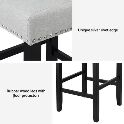 Artiss 4x Bar Stools Kitchen Dining Chairs Counter Fabric Stool Wooden Ada Grey