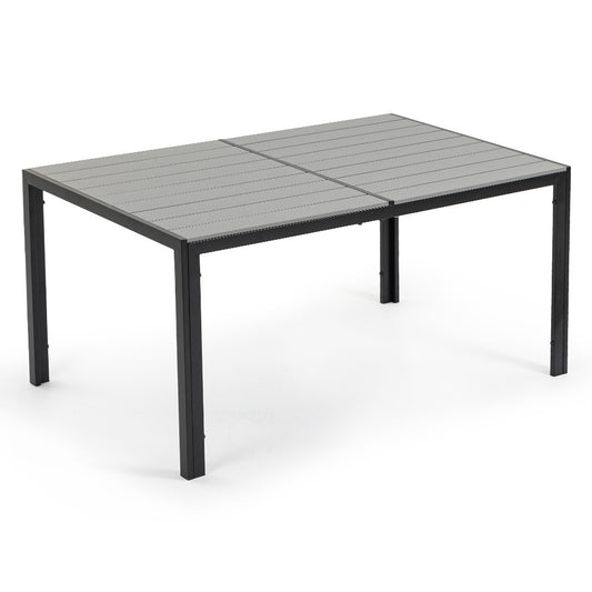 Fortia Outdoor Dining Table 150x90x72cm – Black/Light Grey Polywood & Steel Frame