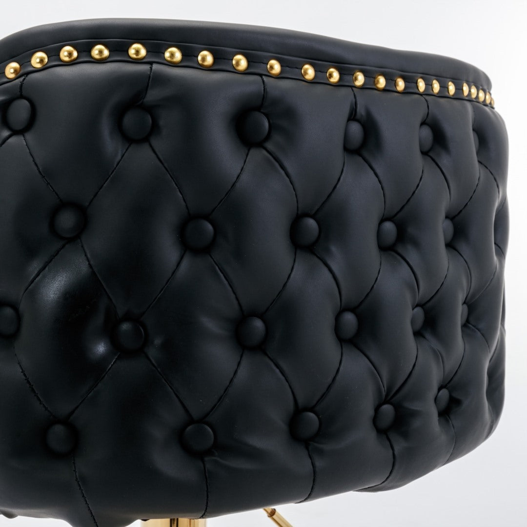 Jalan Adjustable Swivel Bar Stools – Black PU Leather, 64-84cm