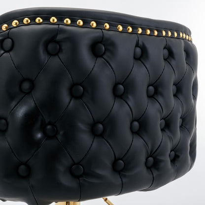 Jalan Adjustable Swivel Bar Stools – Black PU Leather, 64-84cm