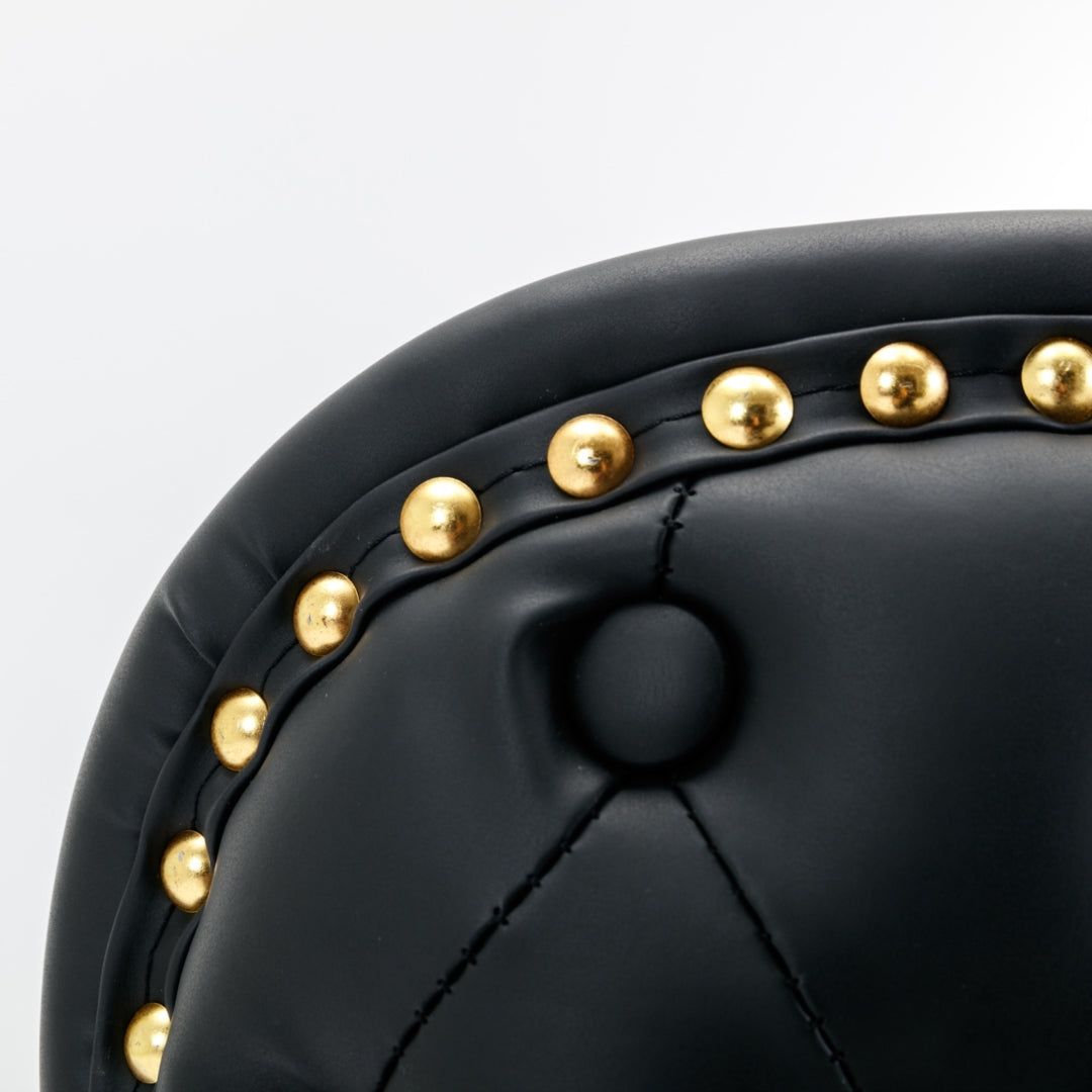 Jalan Adjustable Swivel Bar Stools – Black PU Leather, 64-84cm