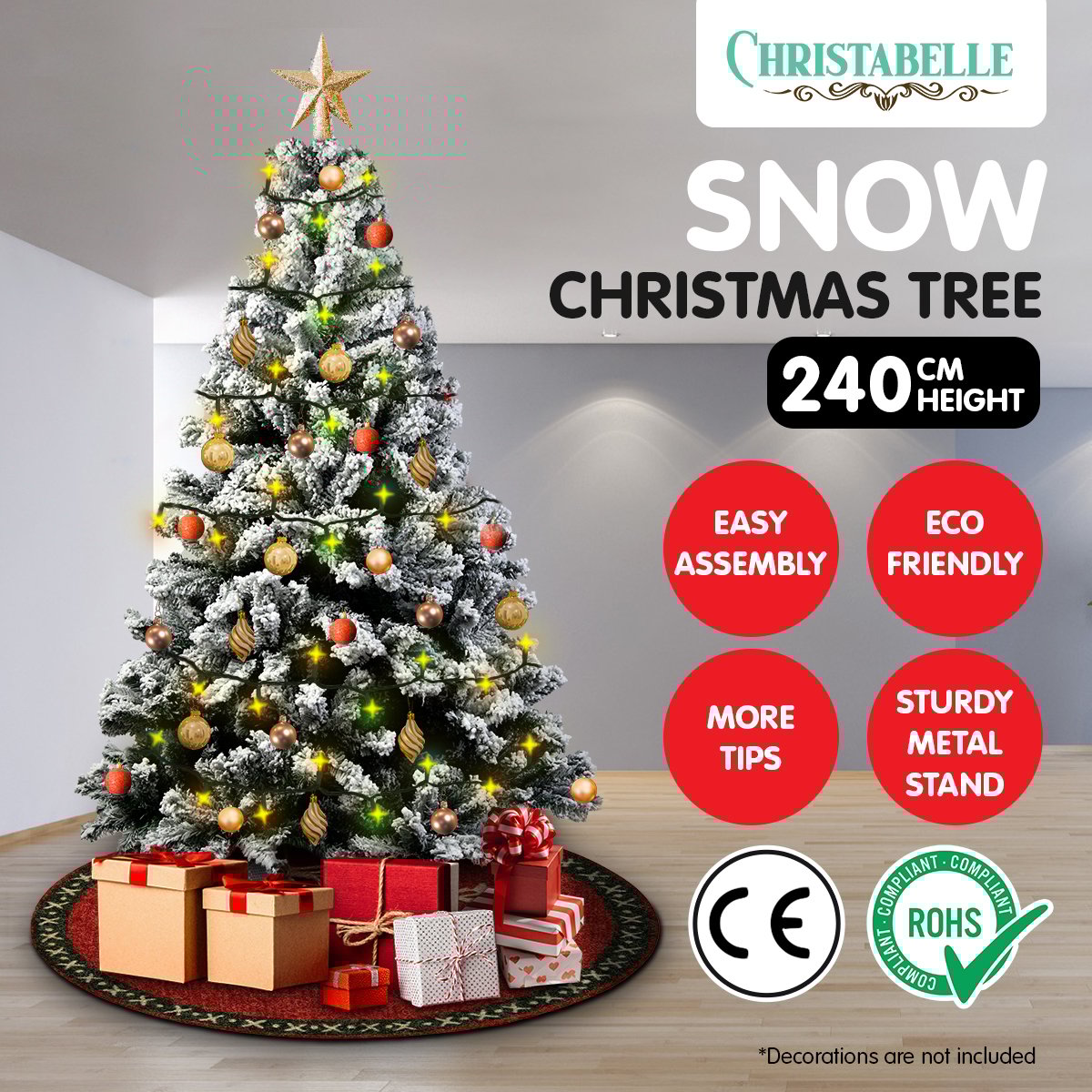 2.4M Snow-Tipped Artificial Christmas Tree - 1500 Tips