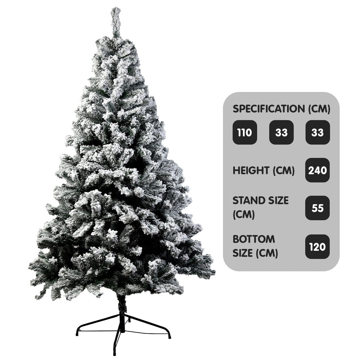2.4M Snow-Tipped Artificial Christmas Tree - 1500 Tips
