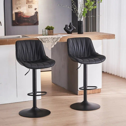 Celeste Diamond Bar Stools – Black & Gold, Set of 2